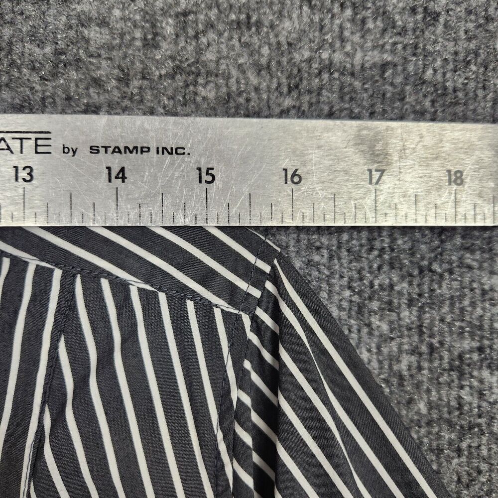 LOGO Lori Goldstein Gray Striped Long Sleeve Button Up Shirt Academia SIZE 6 - Picture 10 of 14